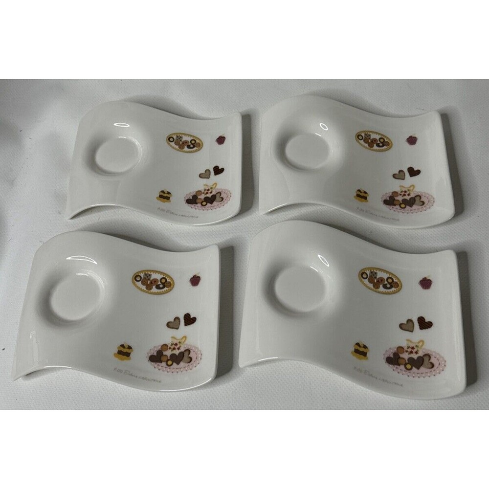 Villeroy & Boch New Wave Caffe Cookies Appetizer Dessert Plate Set of 4
